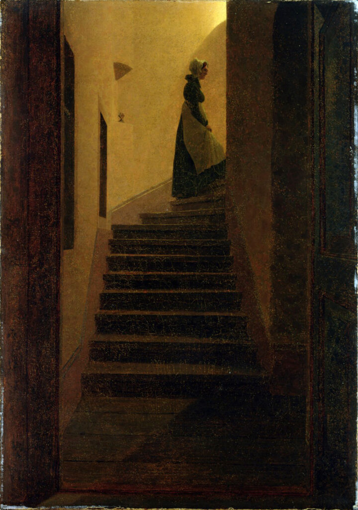 Lady on the Staircase (oil on canvas); by Friedrich, Caspar David