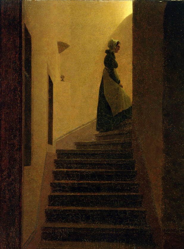 Lady on the Staircase (oil on canvas); by Friedrich, Caspar David